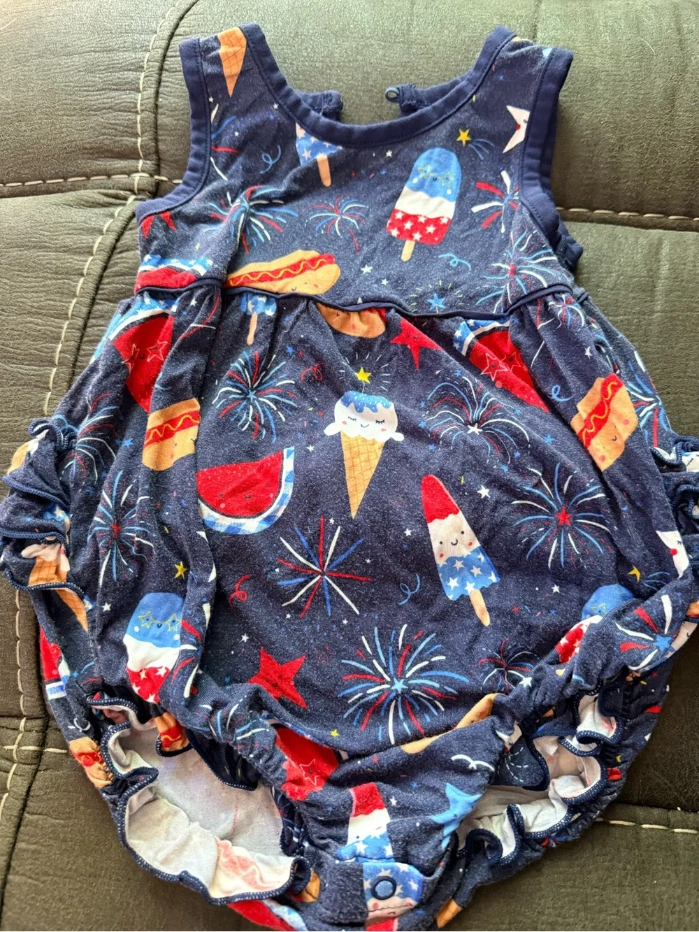 Little Sleepies Navy Red White Ice Cream & Fireworks One-Piece Bodysuit